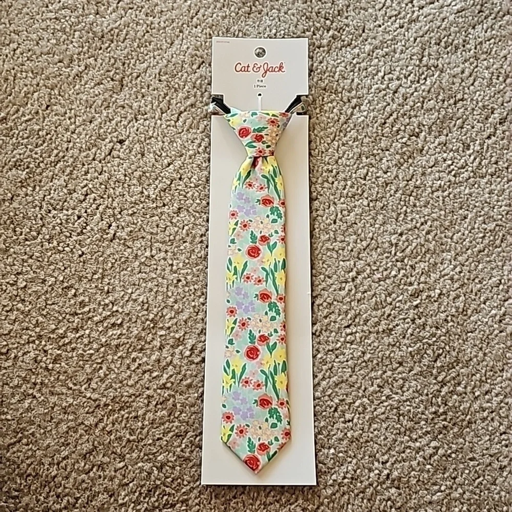 Cat & Jack Boys Woven Floral Zip Necktie S/M